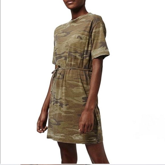 Topshop Camo Print T Shirt Dress